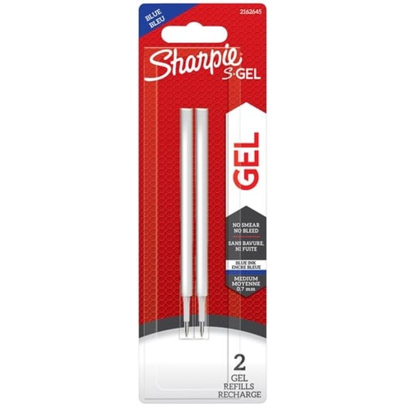 Recharge stylo gel Sharpie S-Gel - Pack de 2 recharges bleu - pour écriture fluide bureau et école