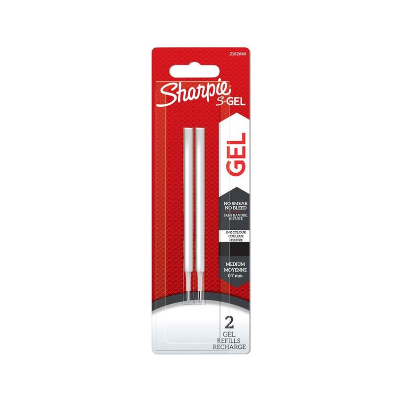 Recharge stylo gel Sharpie S-Gel - Pack de 2 recharges Noir - pour écriture fluide bureau et école