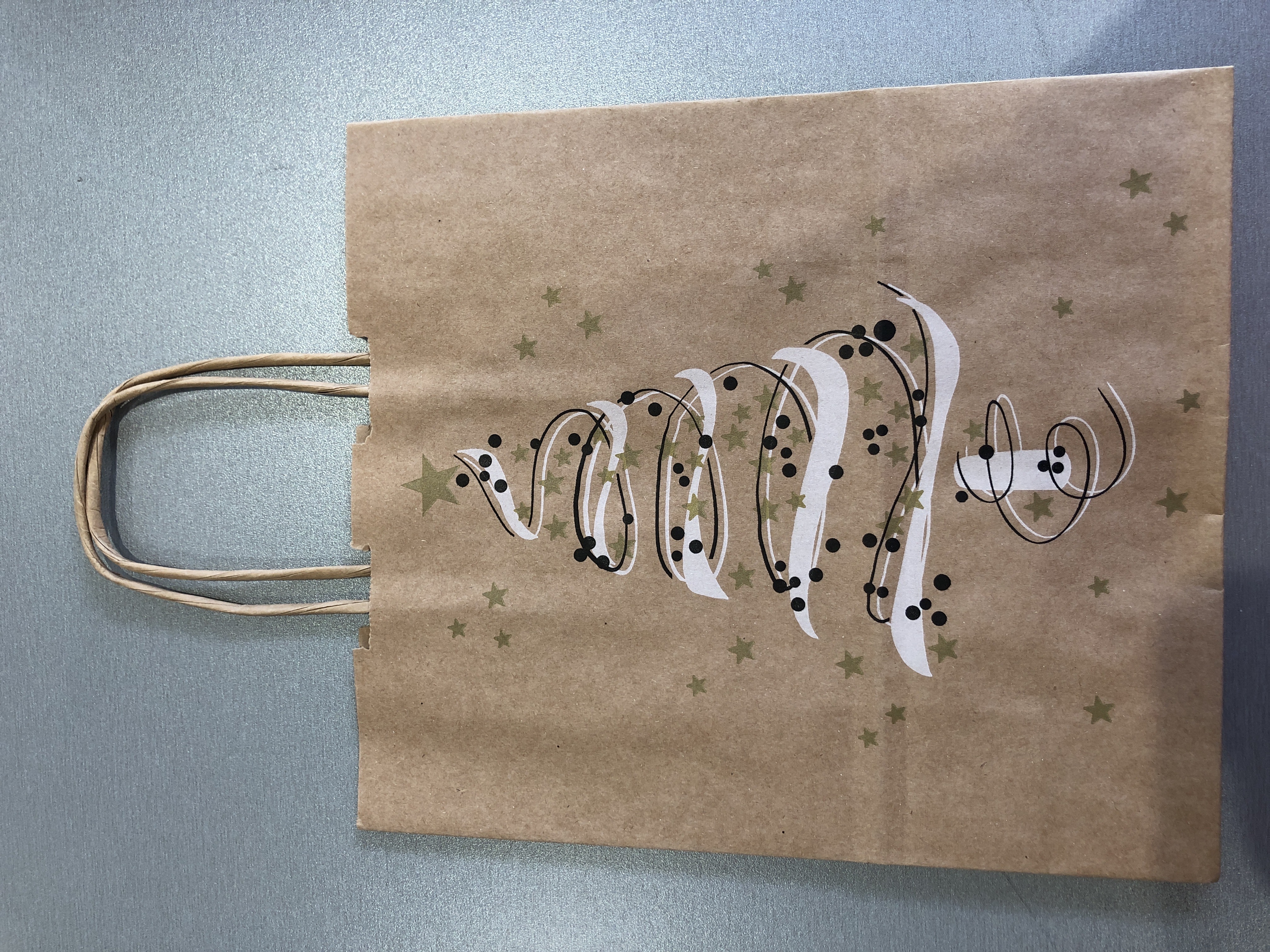 Sachet Noël en Kraft - Dimensions 21.5 x 19 cm - Emballage cadeau pour fêtes, décorations et cadeaux