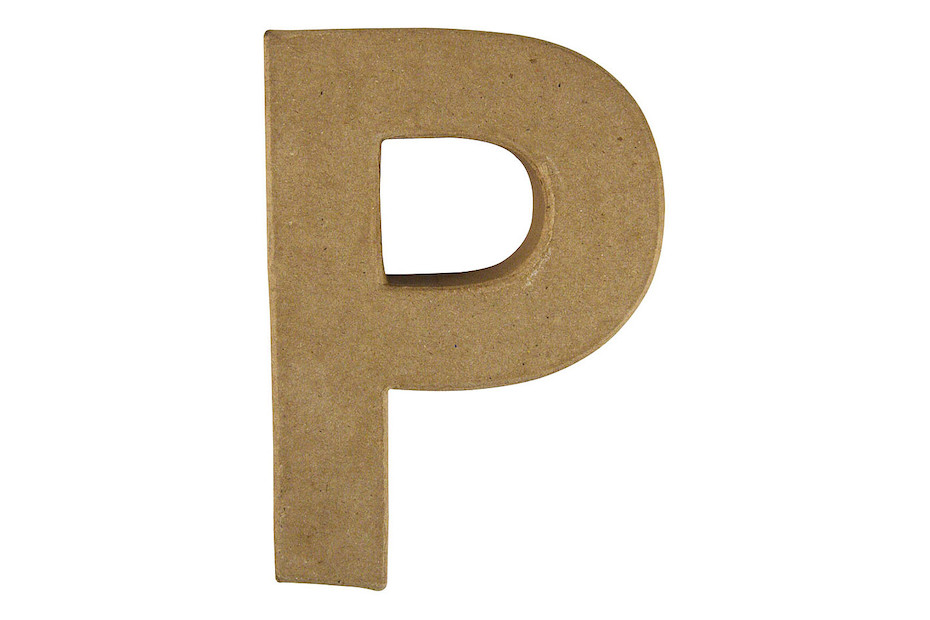 Lettre 3D papier mâché -P- 15x10.5x3 cm pour décoration et loisirs créatifs artistiques