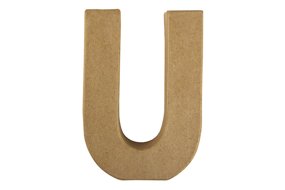 Lettre 3D papier mâché -U- 15x10.5x3 cm pour décoration et loisirs créatifs artistiques