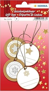 Décoration de Noël 3D HERMA - Ronde Dorée en Papier Brillant pour Étiquettes Cadeau