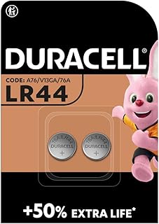 Piles alcalines Duracell LR44 - 1,5V (A76) Lot de 2 pour thermomètres, calculatrices, montres