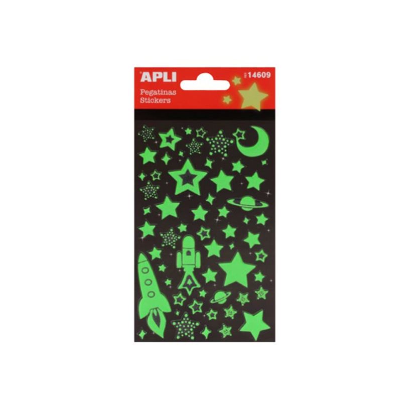 Set de décoration adhésive APLI kids Luminescent stars - étoiles phosphorescentes pour activités créatives et décoration enfant