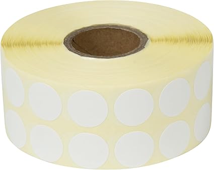 Pastilles adhésives Prolac en rouleau - 4000 unités 15 x 15 cm blanches pour usage scolaire et bureau
