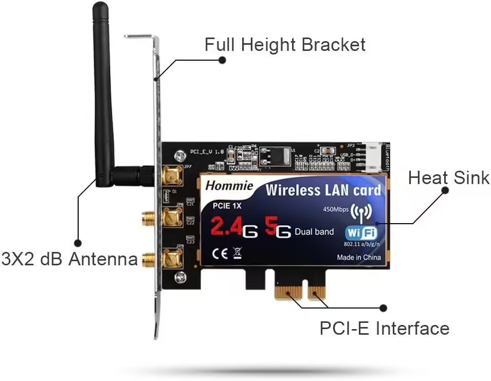 Carte Réseau Wi-Fi Hommie PW01D - Dual Band 2.4 et 5 GHz 450Mbps pour Ordinateur