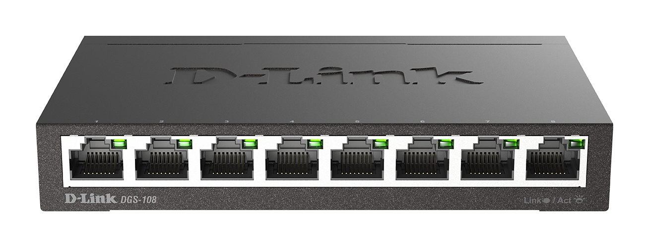 Switch D-LINK DGS-108 - 8 ports RJ45 Gigabit Ethernet - Pour réseau domestique ou professionnel
