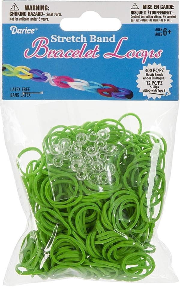 Bracelet Darice loops vert x300 avec S-clips x12 - kit loisirs créatifs enfants pour activités manuelles