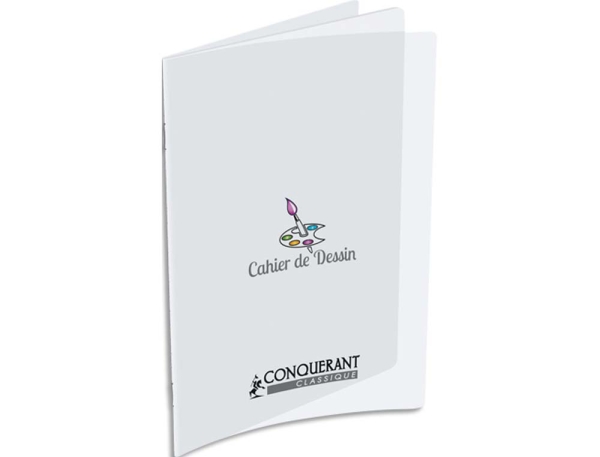 Cahier dessin Oxford polypropylène transparent A4+ 24x32 cm 48 pages papier dessin uni pour loisirs créatifs