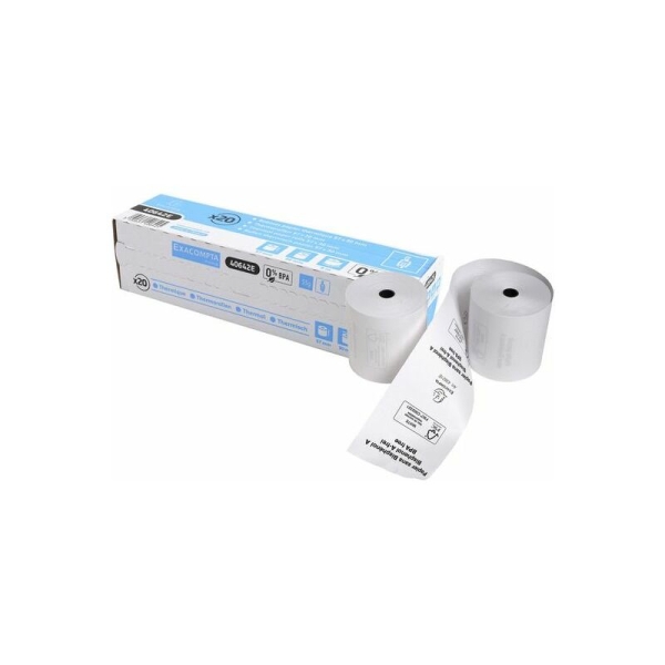 Bobines thermiques Exacompta 57x40x12 mm - Papier sans BPA 18 m pour caisses enregistreuses et terminaux CB