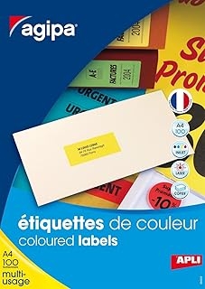 Apli 101741 Boîte de 200 Etiquettes multi-usage A4 210 x 148,5 Jaune