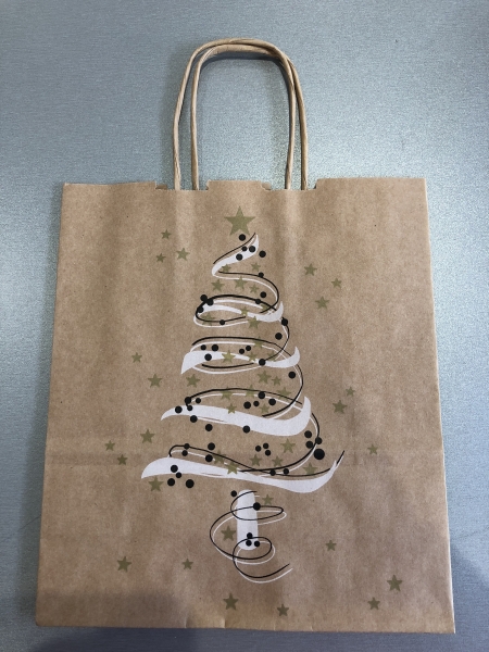 Sachet Noël en Kraft - Dimensions 21.5 x 19 cm - Emballage cadeau pour fêtes, décorations et cadeaux