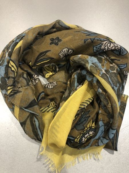 Foulard 100% Viscose vert kaki citron 80x180cm - accessoire textile pour tenue printemps et extérieur