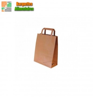 Sac kraft poignées plates - 22 x 28 cm avec soufflet pour emballage cadeaux ou courses