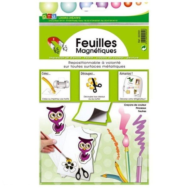 Feuilles magnétiques A4 DTM - 3 feuilles pour loisirs créatifs et organisation bureau
