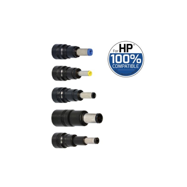 Alimentation PC Portable Port Connect 90W - Compatible Ordinateur Portable HP, Prise EU, 5 Embouts Universels