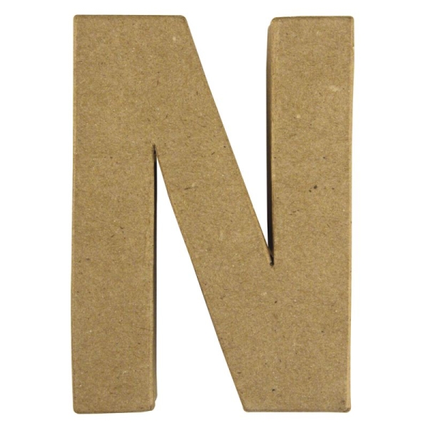 Lettre 3D papier mâché -N- 15x10.5x3 cm pour décoration et loisirs créatifs artistiques