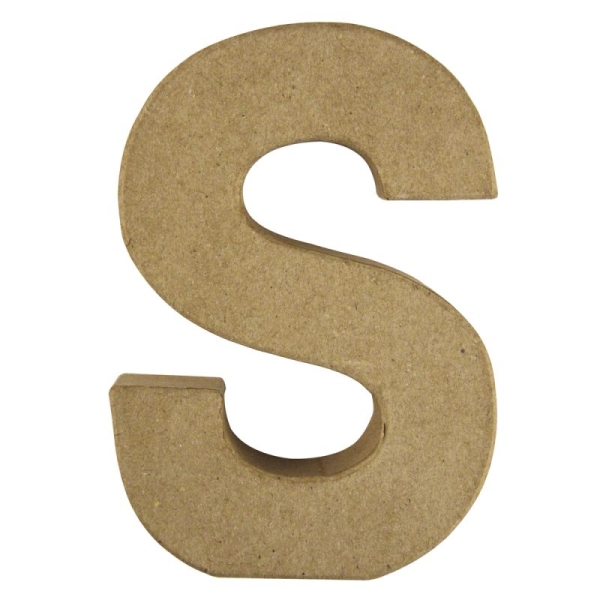 Lettre 3D papier mâché -S- 15x10.5x3 cm pour décoration et loisirs créatifs artistiques