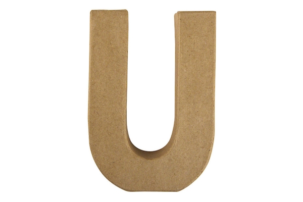Lettre 3D papier mâché -U- 15x10.5x3 cm pour décoration et loisirs créatifs artistiques