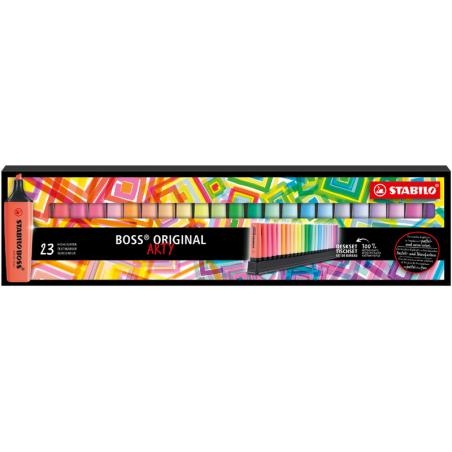 Surligneur STABILO BOSS ORIGINAL - Set de bureau de 23 couleurs vives pour organisation et études
