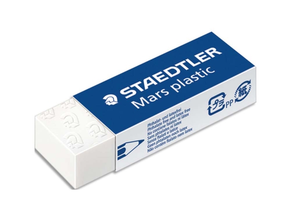 Gomme plastique Staedtler Mars Plastic blanc - Nettoyage précis pour écriture et dessin