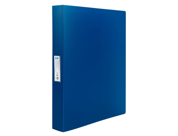 Classeur Liderpapel 4 anneaux 25 mm A4 260x315 mm polypropylène dos 40 mm porte-cartes visite bleu translucide pour bureau et organisation scolaire