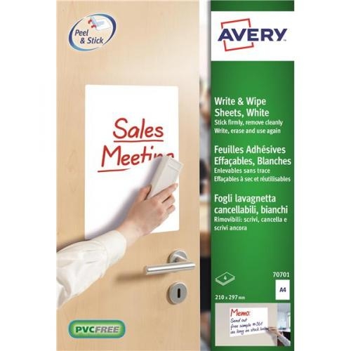 Feuilles Adhésives Effaçables Blanches AVERY A4 - Lot de 4 - Pour Bureau, École, Maison, Usage Polyvalent