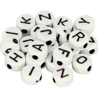 Perles ronde Artemio alphabet 7 mm - blanc et noir - 300 pièces pour loisirs créatifs enfants et activités manuelles