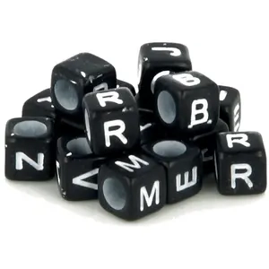 Perles alphabet Artemio Cubes noir et blanc 6 mm - 300 pièces pour loisirs créatifs enfants