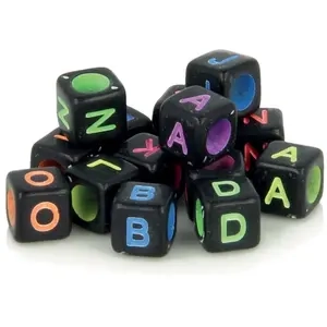 Perles alphabet Artemio - Noir et couleurs - 6 mm - Lot de 300 pièces pour loisirs créatifs enfants