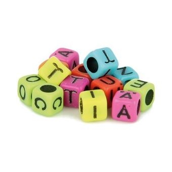Perles carrées Artemio Alphabet 6 mm - 300 pièces couleurs fluos pour loisirs créatifs enfants
