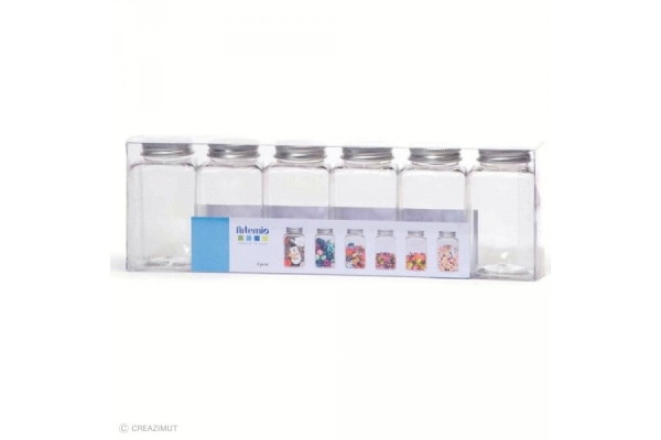 Flacons plastique 9 cm ARTEMIO - Lot de 6 pour stockage et dosage, loisirs créatifs et rangement