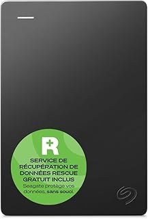 Disque dur externe Seagate 1To USB 3.0 Portable - Compatible Mac et PC, Services Rescue inclus
