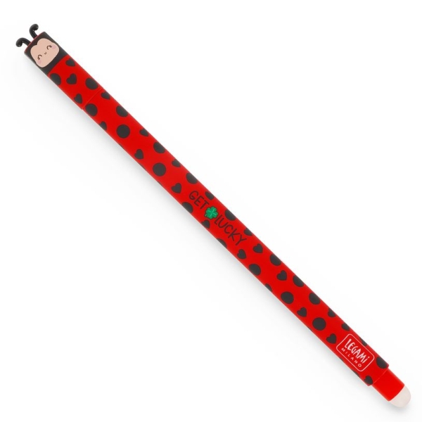 Stylo gel effaçable Legami Ladybug Get Lucky - encre gel colorée pour dessin et écriture créative