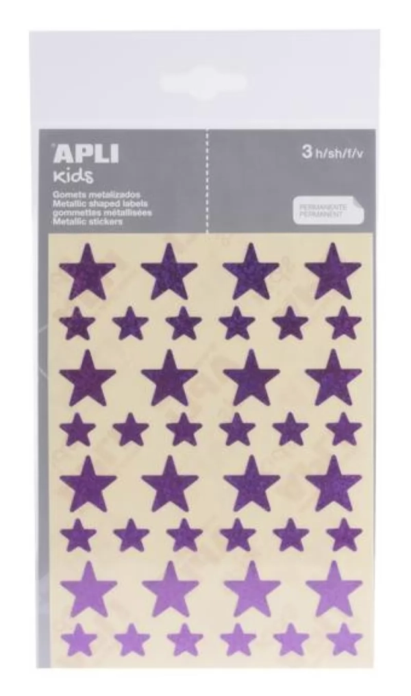 Gommettes étoile 12 et 20 mm Holographique violet x 120 - Décoration créative