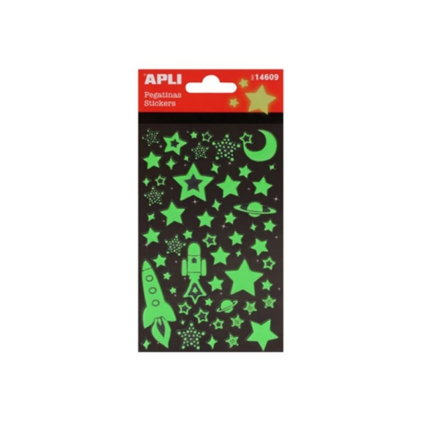 Set de décoration adhésive APLI kids Luminescent stars - étoiles phosphorescentes pour activités créatives et décoration enfant