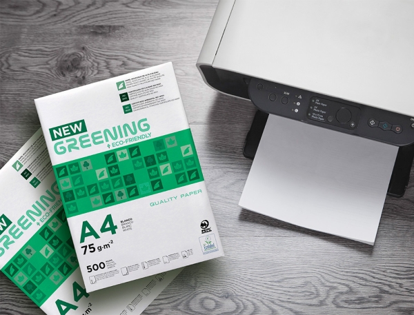 Papier multifonction Greening A4 75g - Ramette 500 feuilles pour imprimante et photocopieur bureau et école