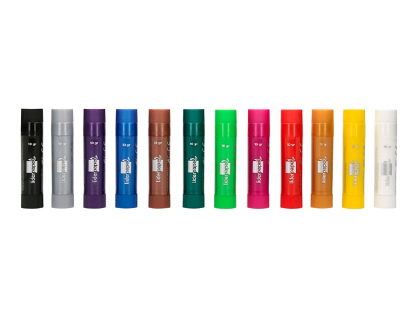 Gouache Liderpapel solide bâton 10 g sans solvant séchage rapide coloris assortis boîte 12 unités pour loisirs créatifs
