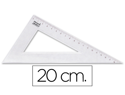 Équerre Liderpapel 60 degrés 20 cm biseautée graduée en millimètres transparente pour dessin technique et géométrie