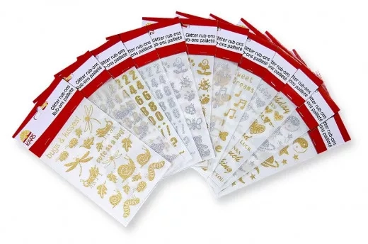 Stickers autocollants décoratifs Glitter RubOn Set Argent BB - Motifs Bébé pour Décoration Créative