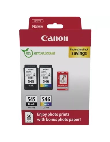 Cartouches d'encre Canon PG-545/CL-546 - Pack de 2 - Noir et Couleur (Cyan, Magenta, Jaune) pour imprimantes Canon