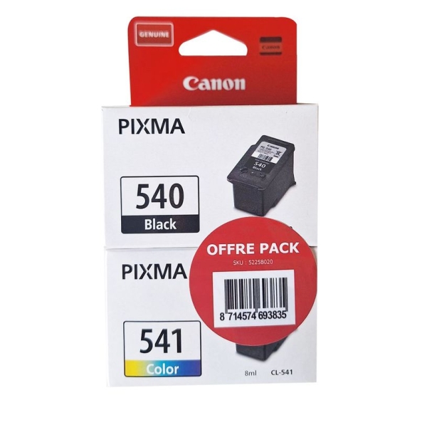 Cartouches d'encre Canon PG-540/CL-541 - Pack de 2 - Noir et Couleur (Cyan, Magenta, Jaune) pour imprimantes Canon