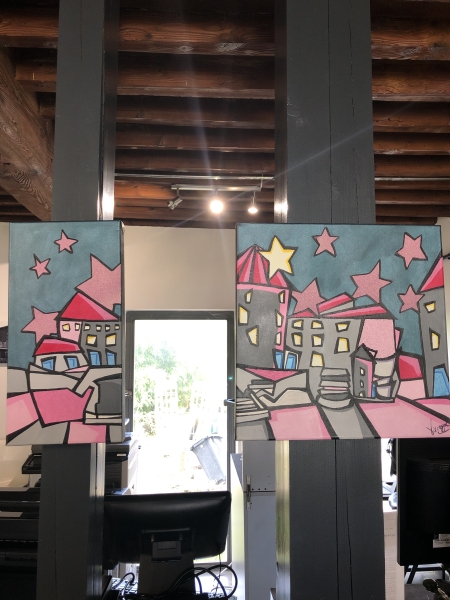 Peinture artisanale unique sur toile coton "La Nuit étoilé"