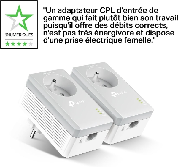 CPL TP-LINK AV600 - 600 Mbps 1 Port Fast Ethernet Prise Intégrée pour Réseau Domestique