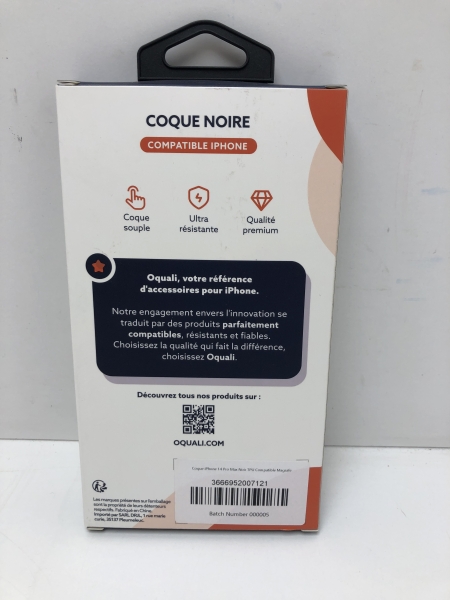 Oquali Coque iPhone 14 Pro Max Noir TPU compatible Magsafe