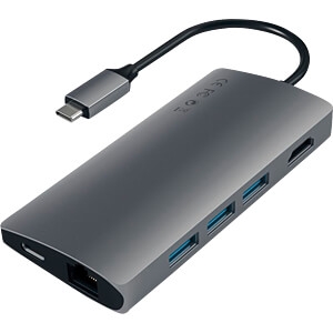 Adaptateur Multiports USB-C SATECHI v2 - 3 USB-A, 1 USB-C, HDMI, RJ45, Lecteurs SD/Micro-SD pour ordinateur