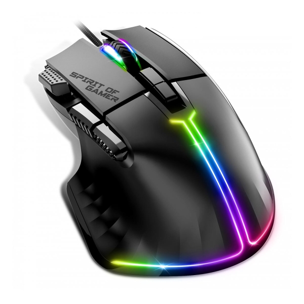 Souris Spirit Of Gamer S-PM5RGB - Filaire USB RGB 6400 DPI pour Gaming et Bureautique
