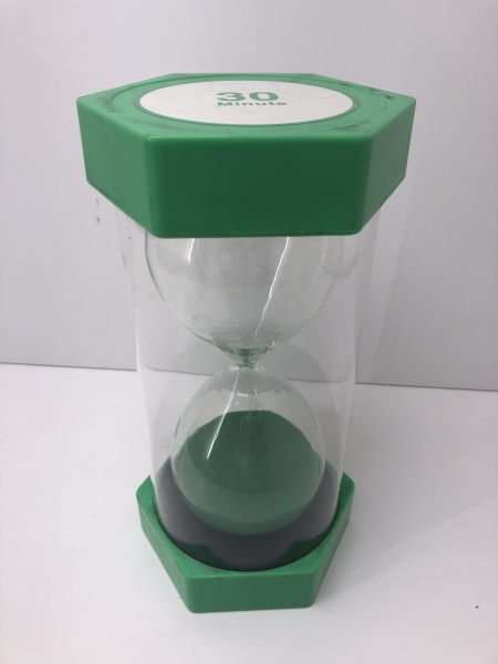Sablier géant Hexagone 30 min - 14 cm Hauteur 30 cm Vert pour décoration, gestion du temps
