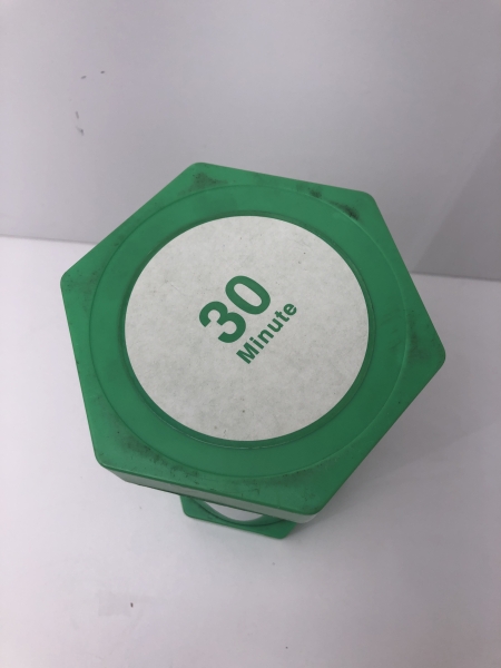 Sablier géant Hexagone 30 min - 14 cm Hauteur 30 cm Vert pour décoration, gestion du temps