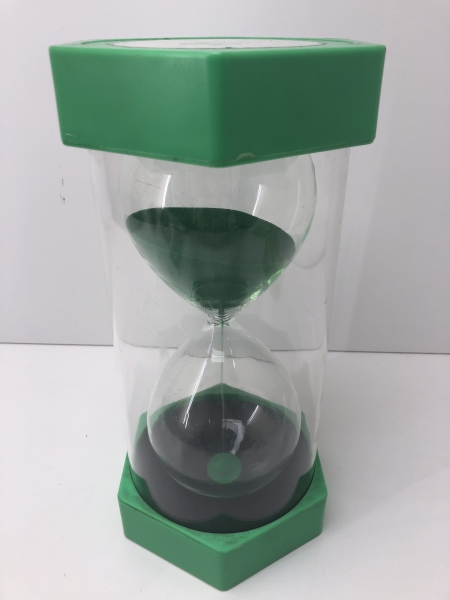 Sablier géant Hexagone 30 min - 14 cm Hauteur 30 cm Vert pour décoration, gestion du temps
